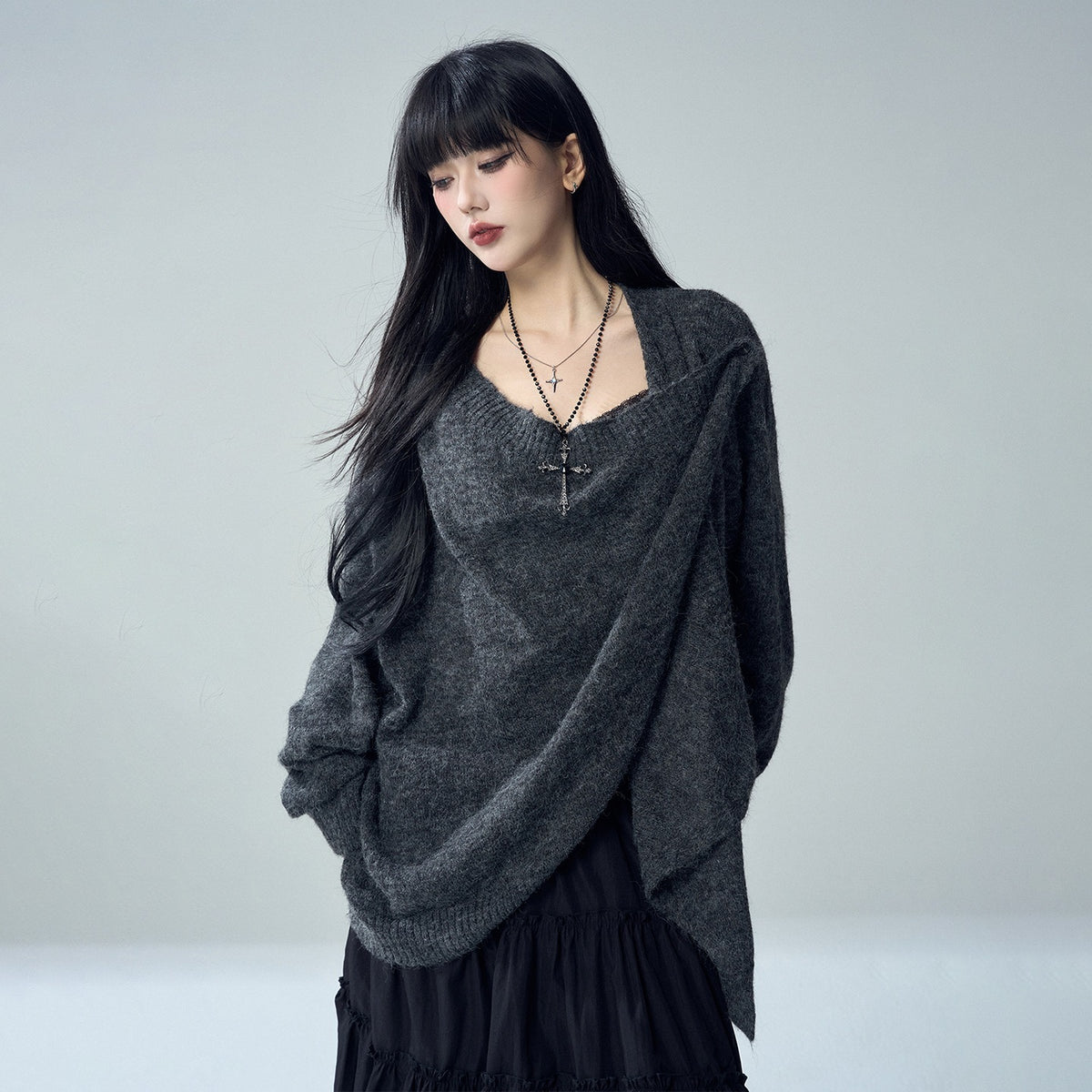 LADYGHOST_Oversized_Ribbed_Knit_Button_Women&