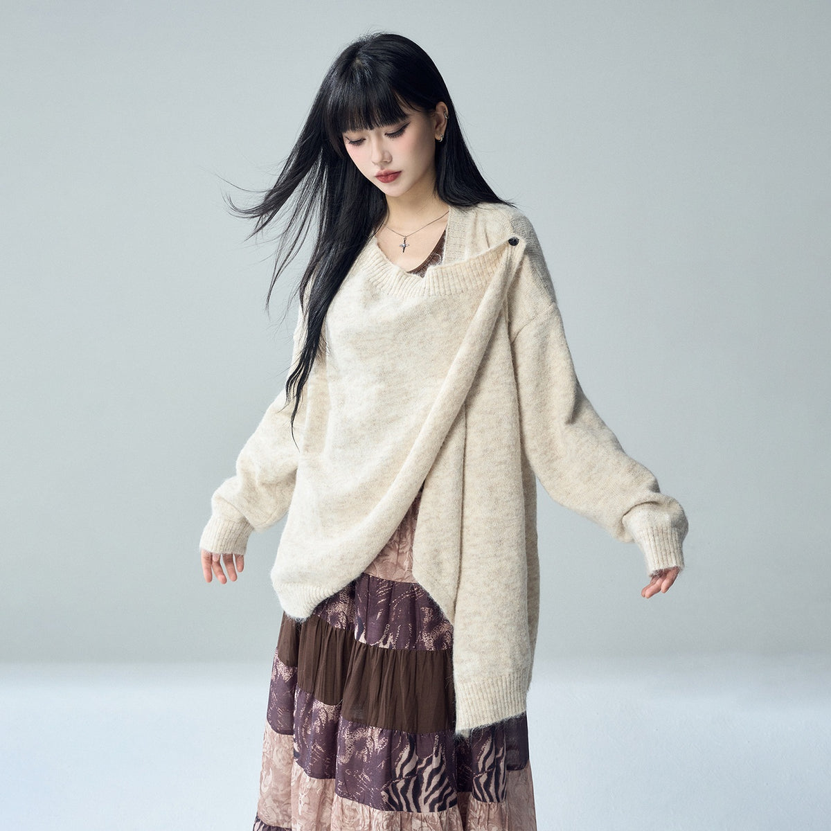 LADYGHOST_Oversized_Ribbed_Knit_Button_Women&