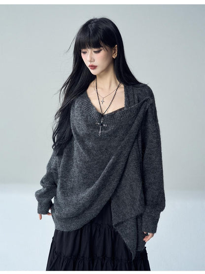 LADYGHOST Oversized Ribbed Knit Button Women&