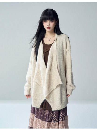 LADYGHOST Oversized Ribbed Knit Button Women&