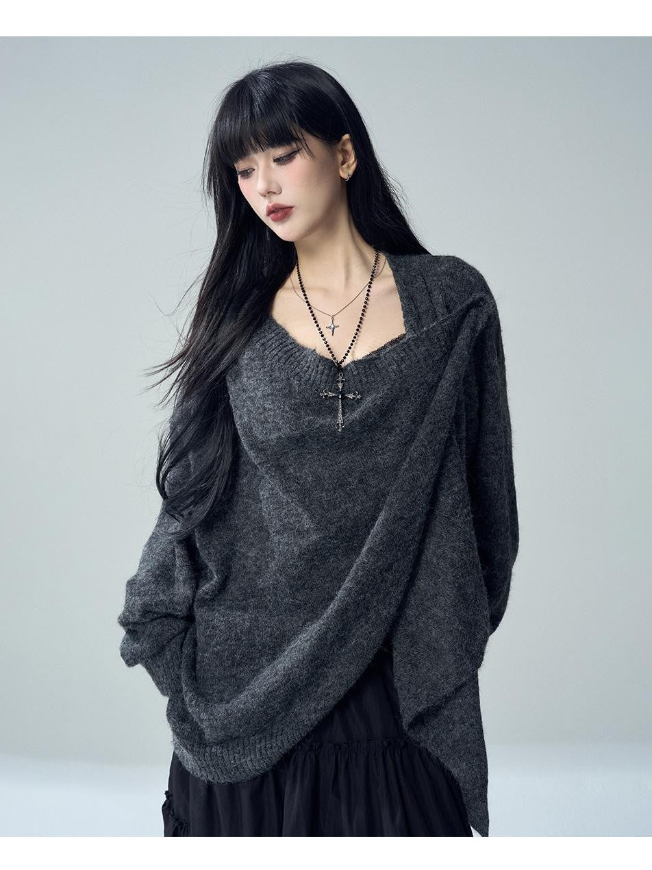 LADYGHOST Oversized Ribbed Knit Button Women&