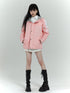 LADYGHOST Pink Hooded Workwear Quilted Parka Women&