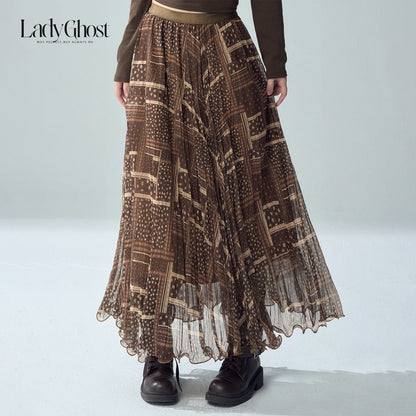 LADYGHOST_Printed_Pleated_High_Waist_A_Line_Women&
