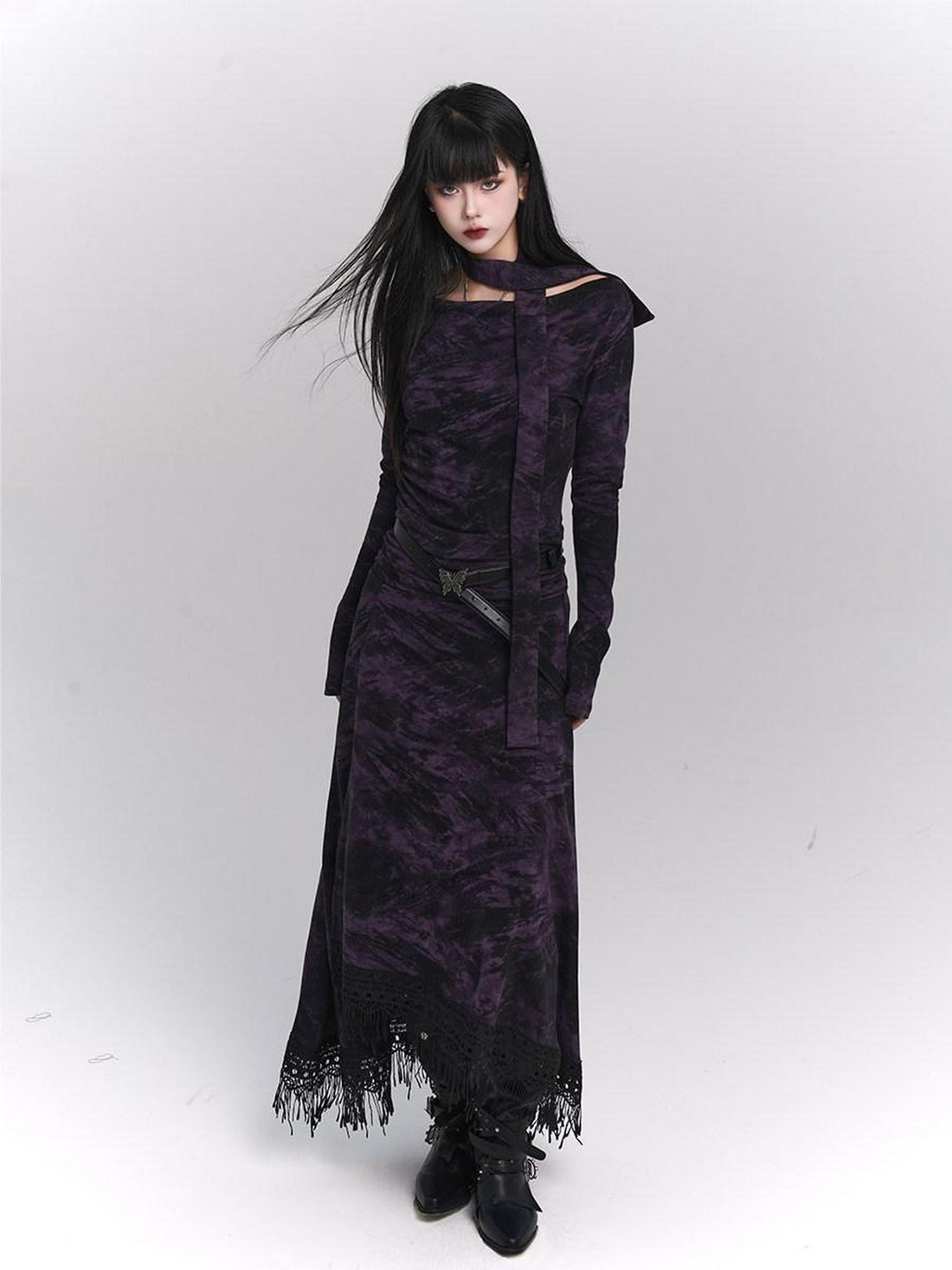 LADYGHOST Purple A Line Long Chic Sassy Mature Women&