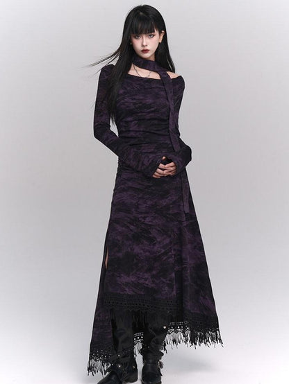 LADYGHOST Purple A Line Long Chic Sassy Mature Women&