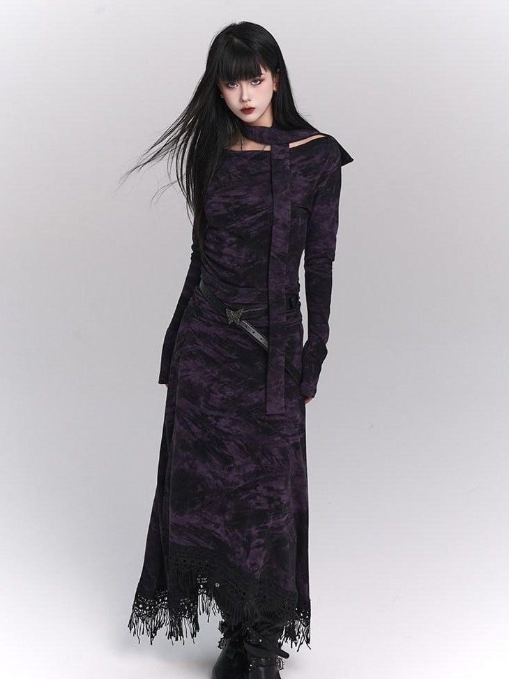 LADYGHOST Purple A Line Long Chic Sassy Mature Women&
