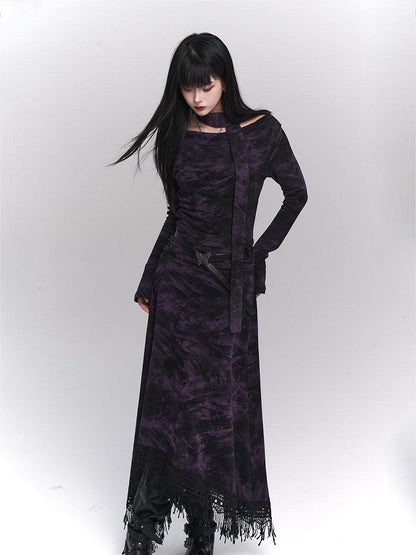 LADYGHOST Purple A Line Long Chic Sassy Mature Women&
