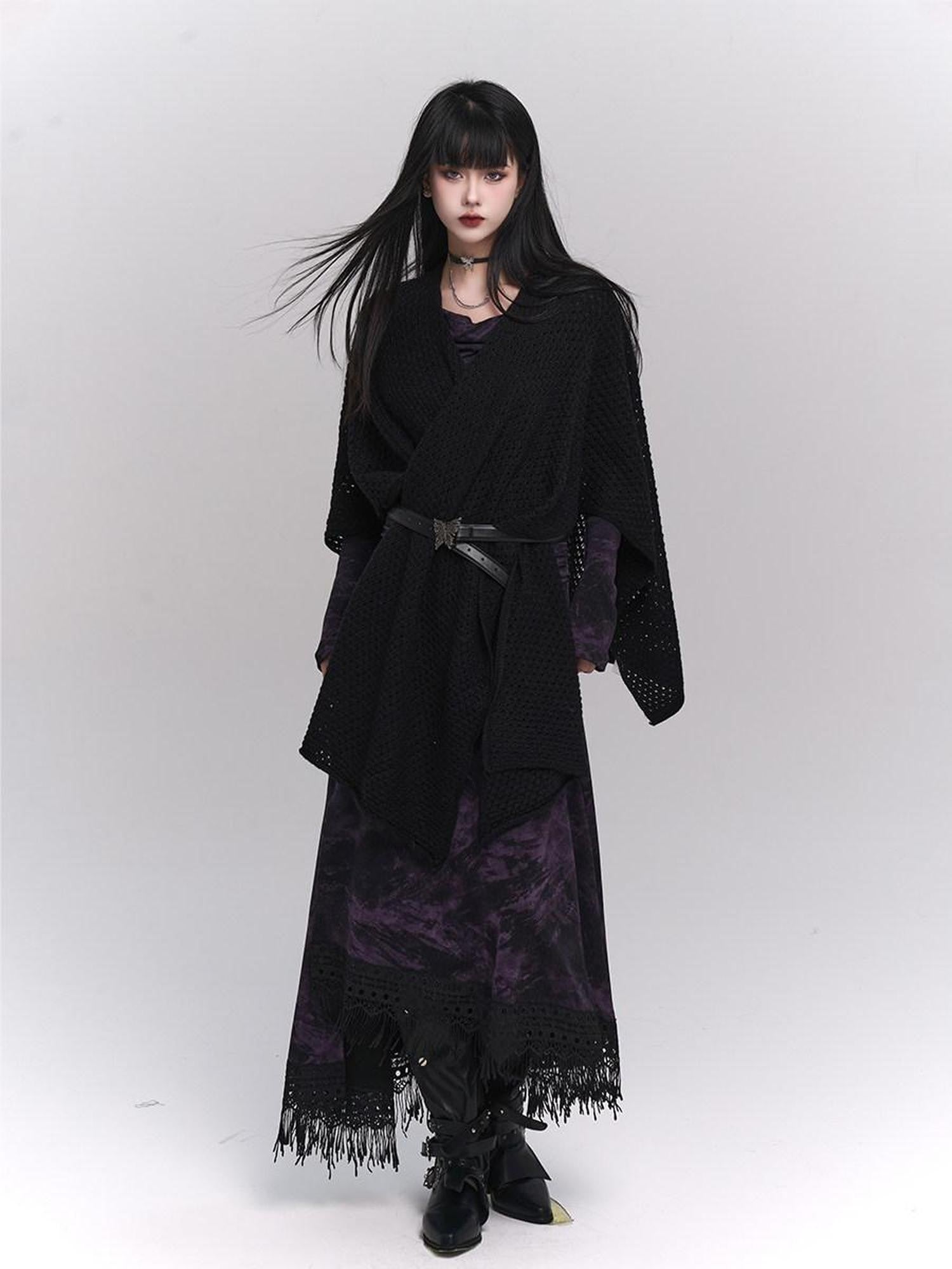 LADYGHOST Purple A Line Long Chic Sassy Mature Women&