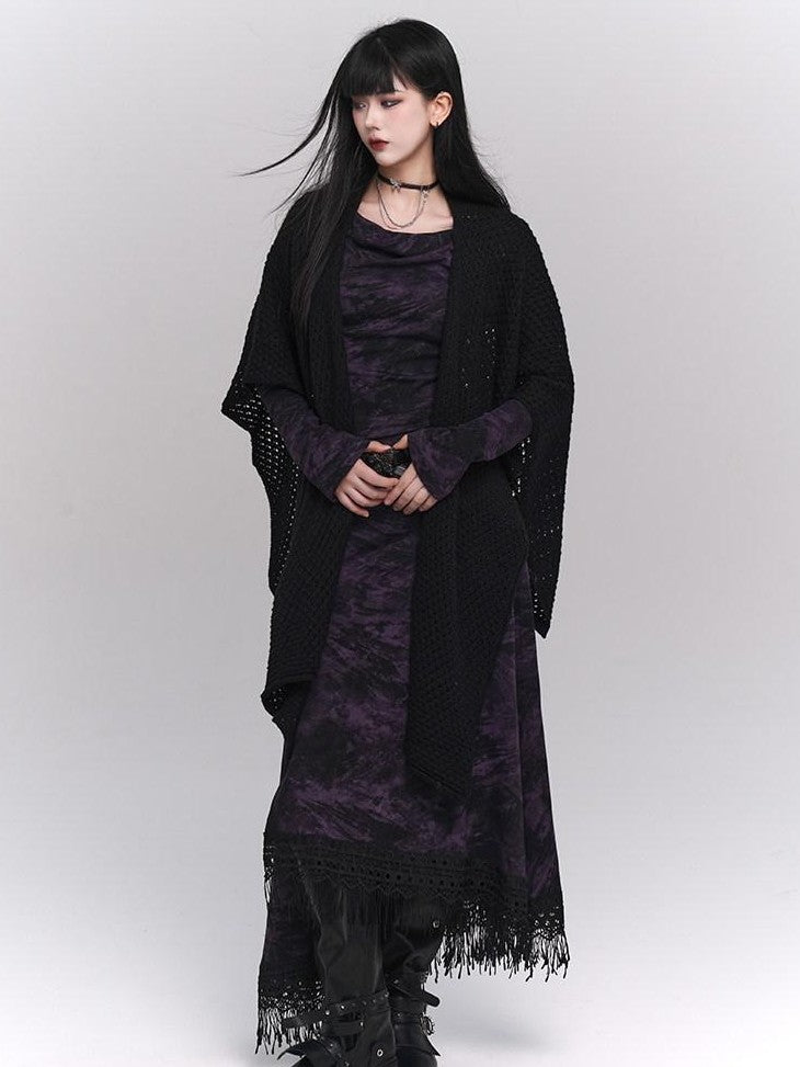 LADYGHOST Purple A Line Long Chic Sassy Mature Women&