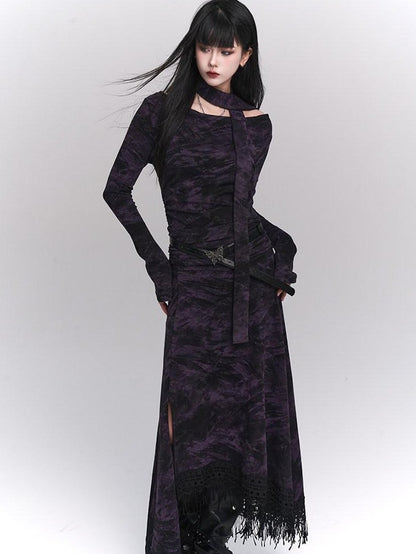 LADYGHOST Purple A Line Long Chic Sassy Mature Women&