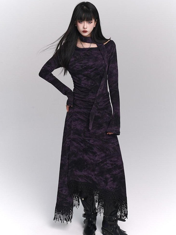 LADYGHOST Purple A Line Long Chic Sassy Mature Women&