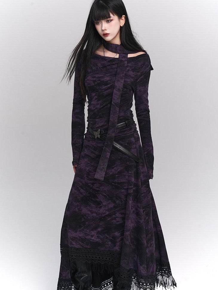 LADYGHOST Purple A Line Long Chic Sassy Mature Women&