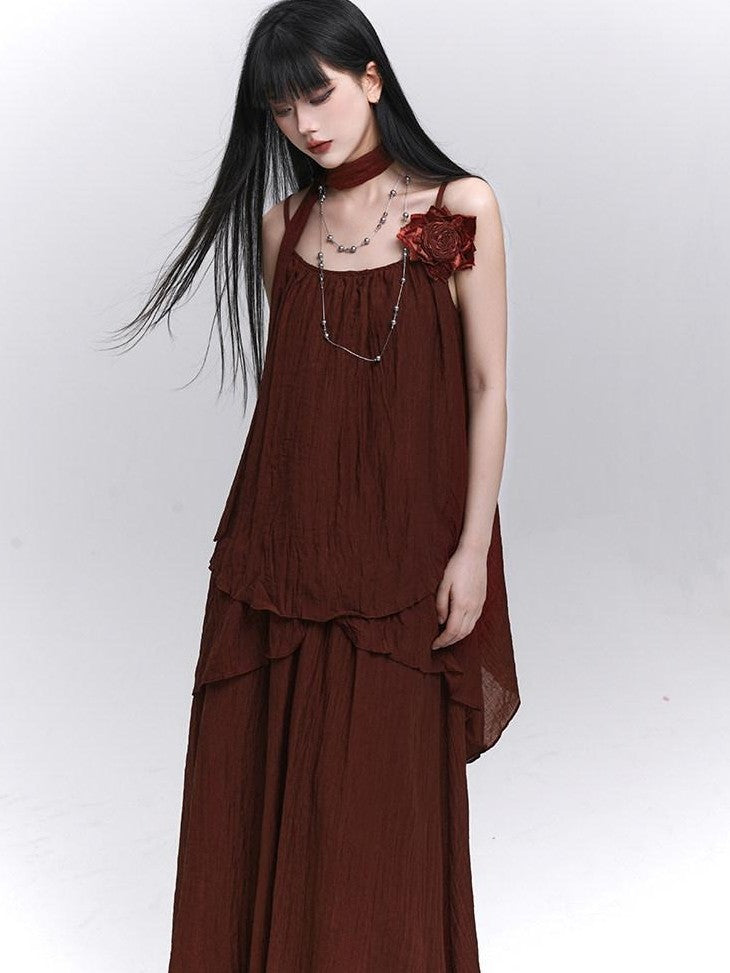 LADYGHOST Red Ghostly Ethereal Aloof Matching Set Women&
