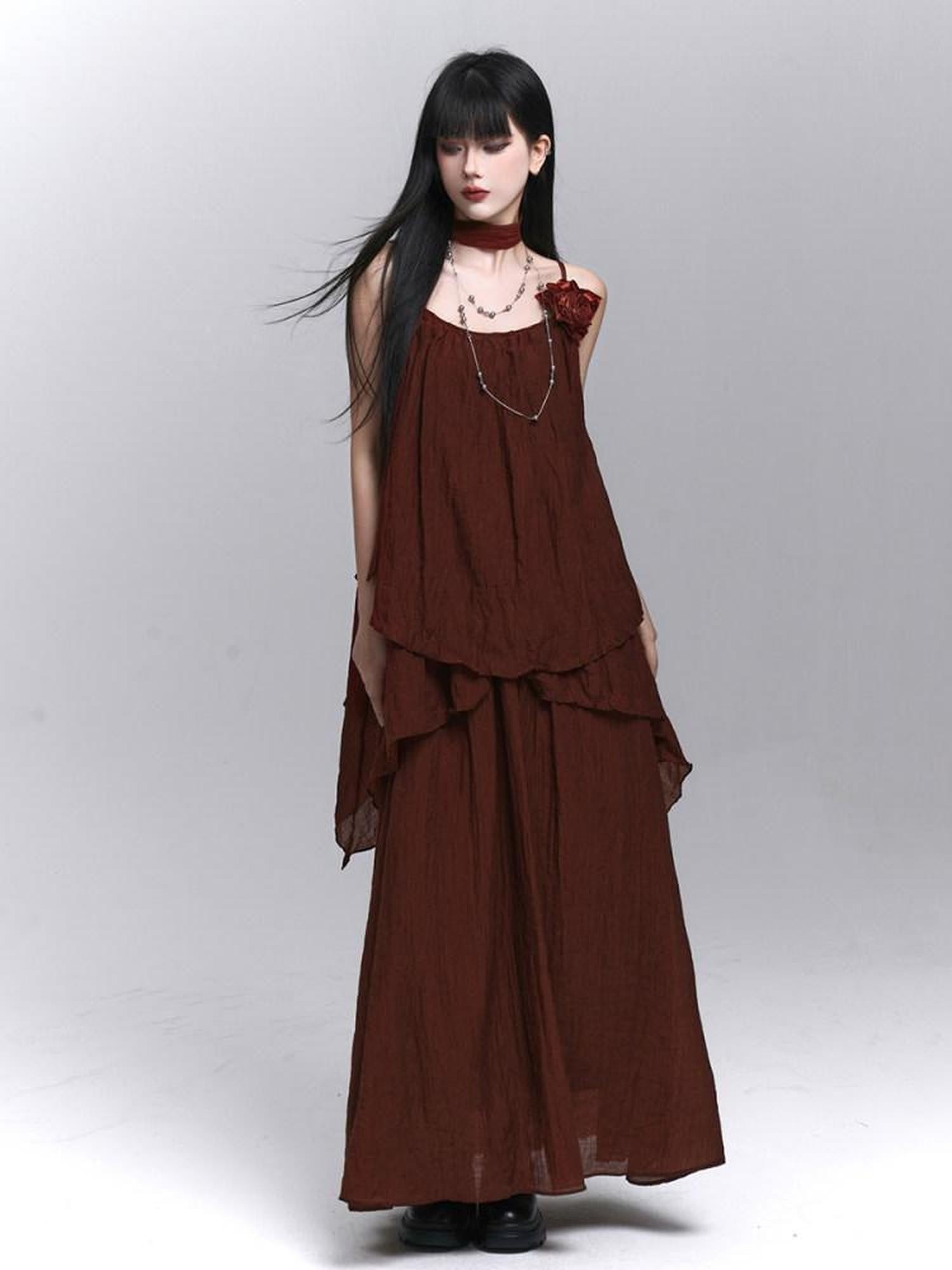 LADYGHOST Red Ghostly Ethereal Aloof Matching Set Women&