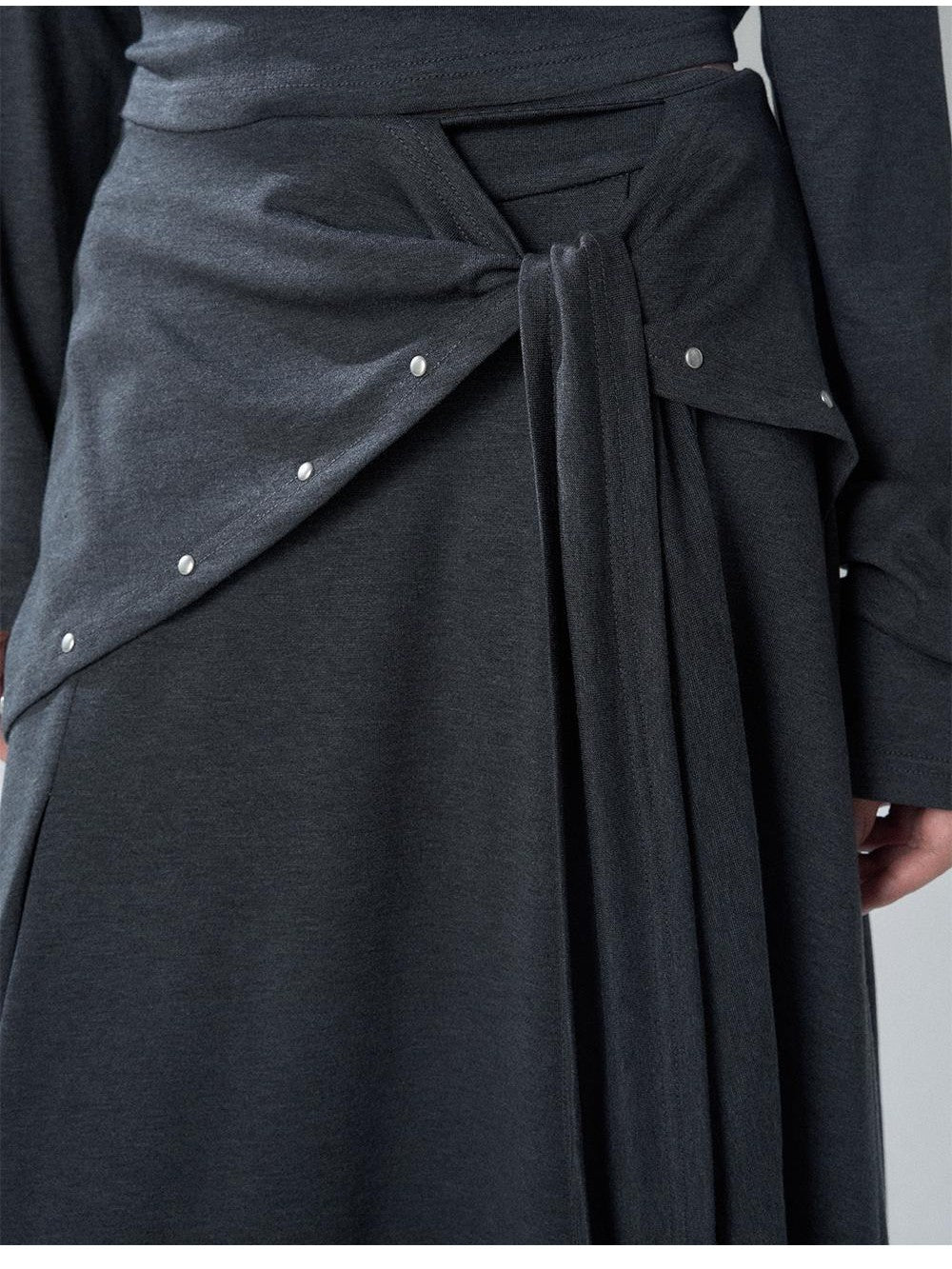 LADYGHOST Riveted One Shoulder Asymmetric Hem Solid Women&