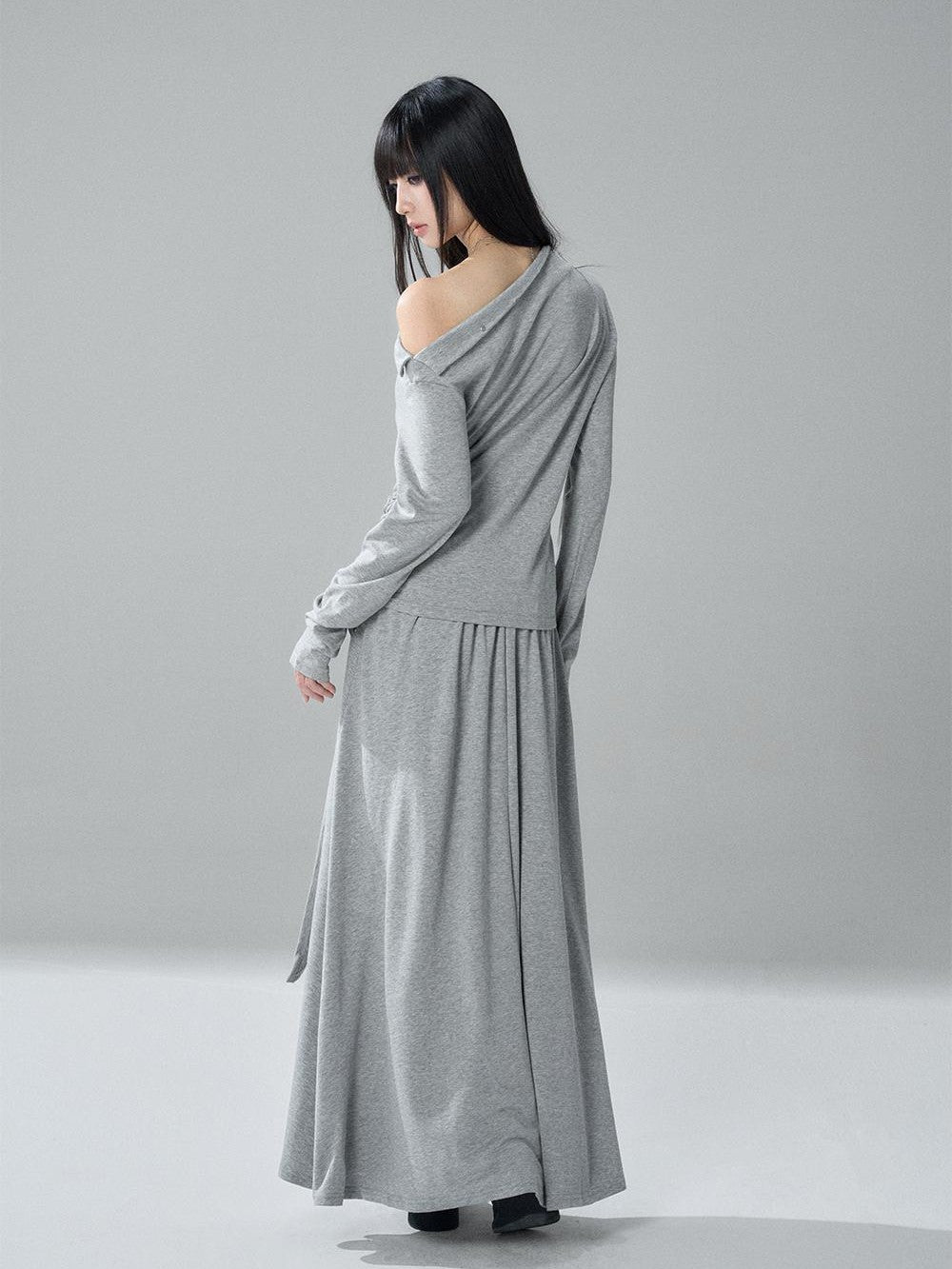 LADYGHOST Riveted One Shoulder Asymmetric Hem Solid Women&