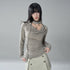 LADYGHOST_Ruched_Draped_Neck_Solid_Slim_Fit_Women&