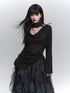 LADYGHOST Scoop Neck Cutout Long Sleeve Women&