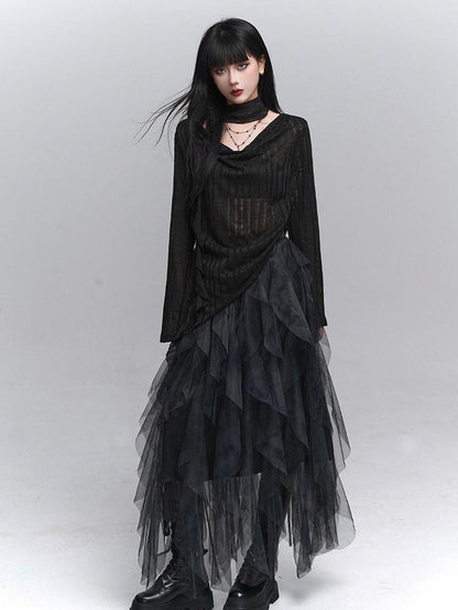 LADYGHOST Scoop Neck Cutout Long Sleeve Women&