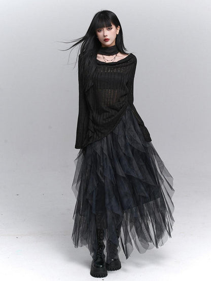 LADYGHOST Scoop Neck Cutout Long Sleeve Women&