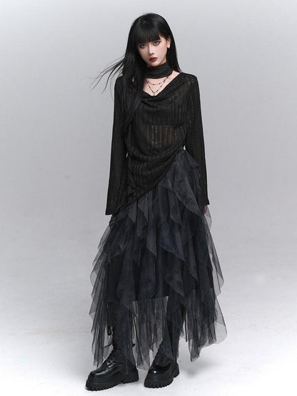 LADYGHOST Scoop Neck Cutout Long Sleeve Women&