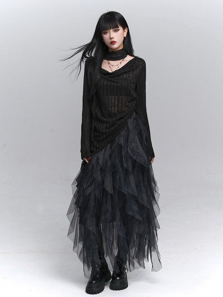 LADYGHOST Scoop Neck Cutout Long Sleeve Women&