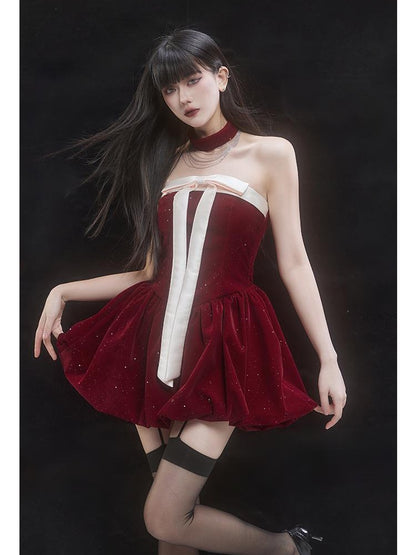 LADYGHOST Shiny Sequined Sweet Spicy Fitted Puffball Women&
