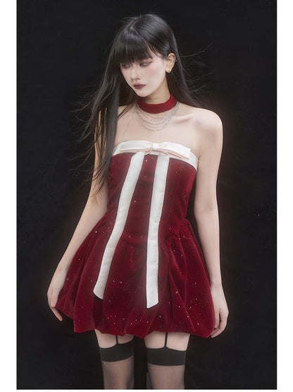 LADYGHOST Shiny Sequined Sweet Spicy Fitted Puffball Women&