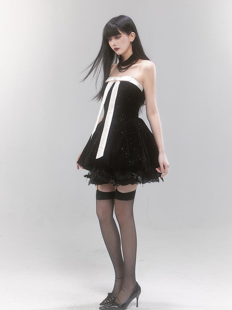 LADYGHOST Shiny Sequined Sweet Spicy Fitted Puffball Women&
