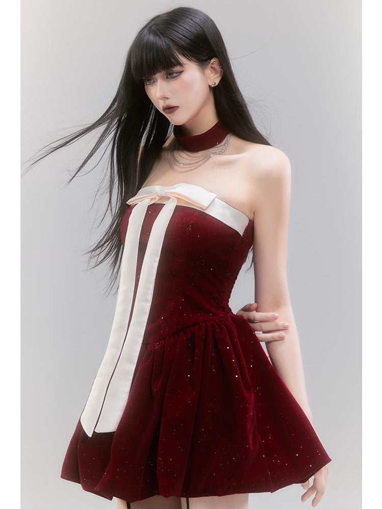 LADYGHOST Shiny Sequined Sweet Spicy Fitted Puffball Women&