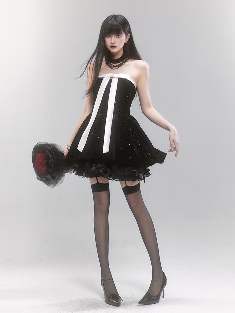 LADYGHOST Shiny Sequined Sweet Spicy Fitted Puffball Women&