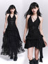 LADYGHOST_Sparkly_V-neck_Open_Back_Ruched_High_Waist_Women&