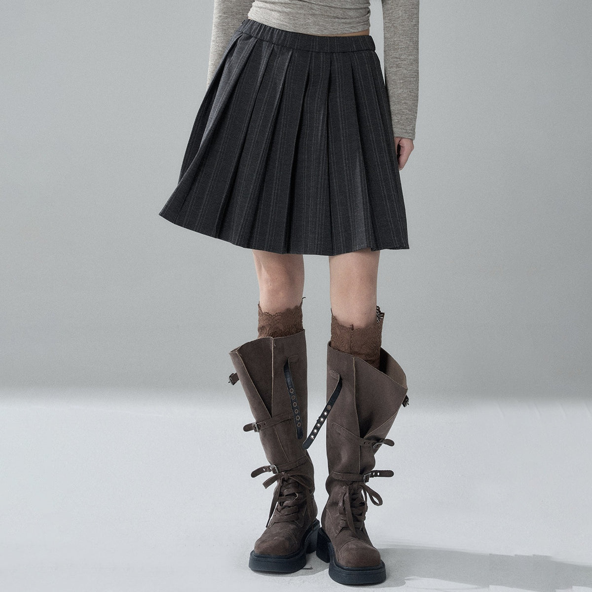 LADYGHOST_Striped_Barn_Jacket_Loose_Fit_Zip_Front_Women&
