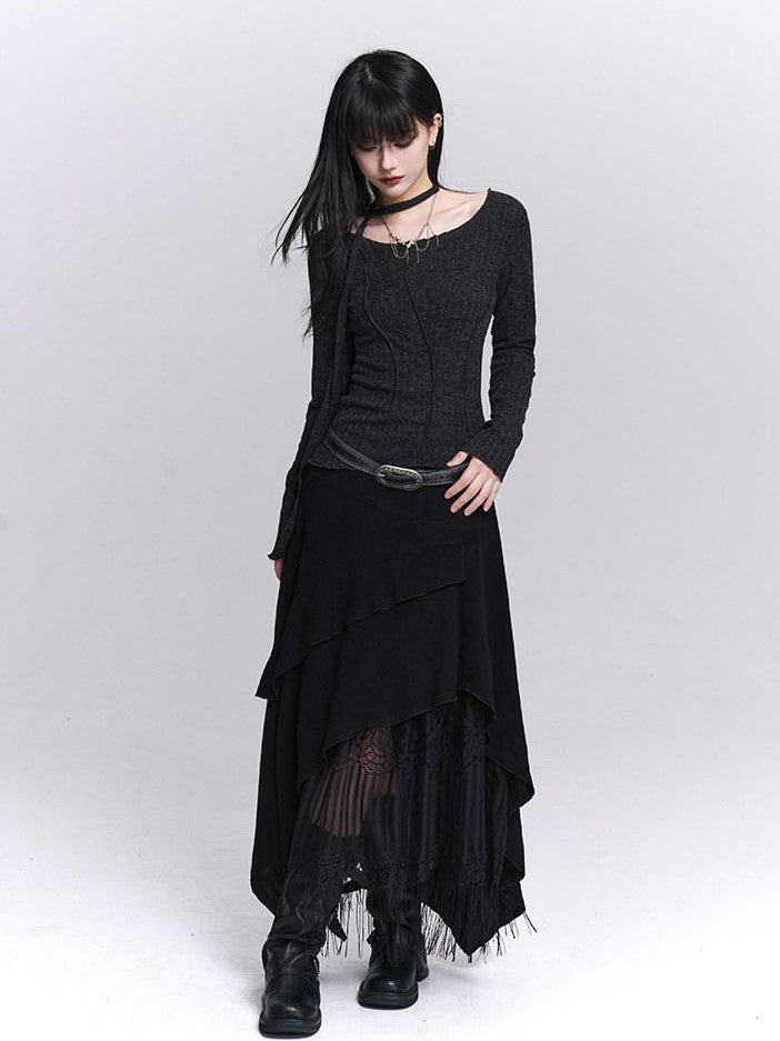 LADYGHOST White Ghost Girl Print Slim Fit Layering Women&