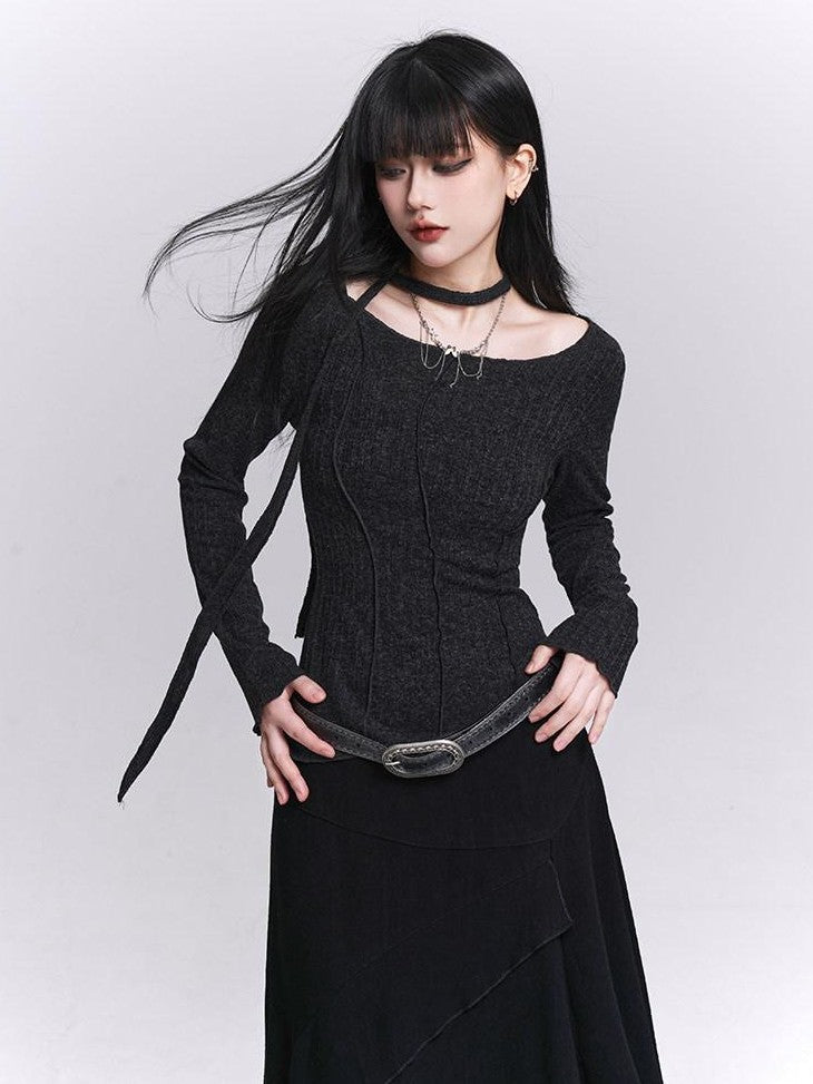 LADYGHOST White Ghost Girl Print Slim Fit Layering Women&