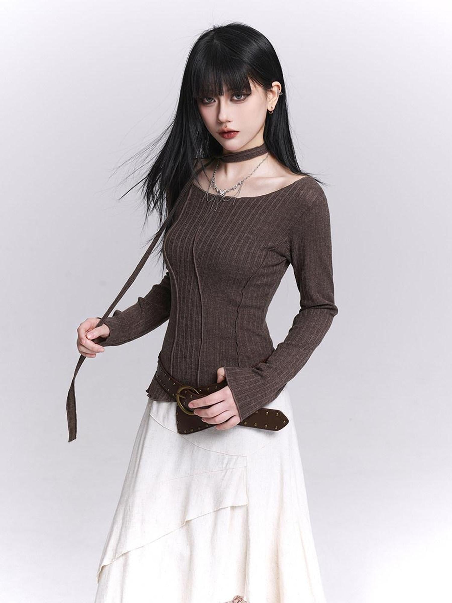 LADYGHOST White Ghost Girl Print Slim Fit Layering Women&