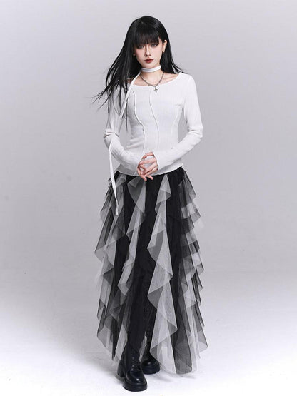 LADYGHOST White Ghost Girl Print Slim Fit Layering Women&