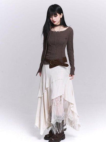 LADYGHOST White Ghost Girl Print Slim Fit Layering Women&