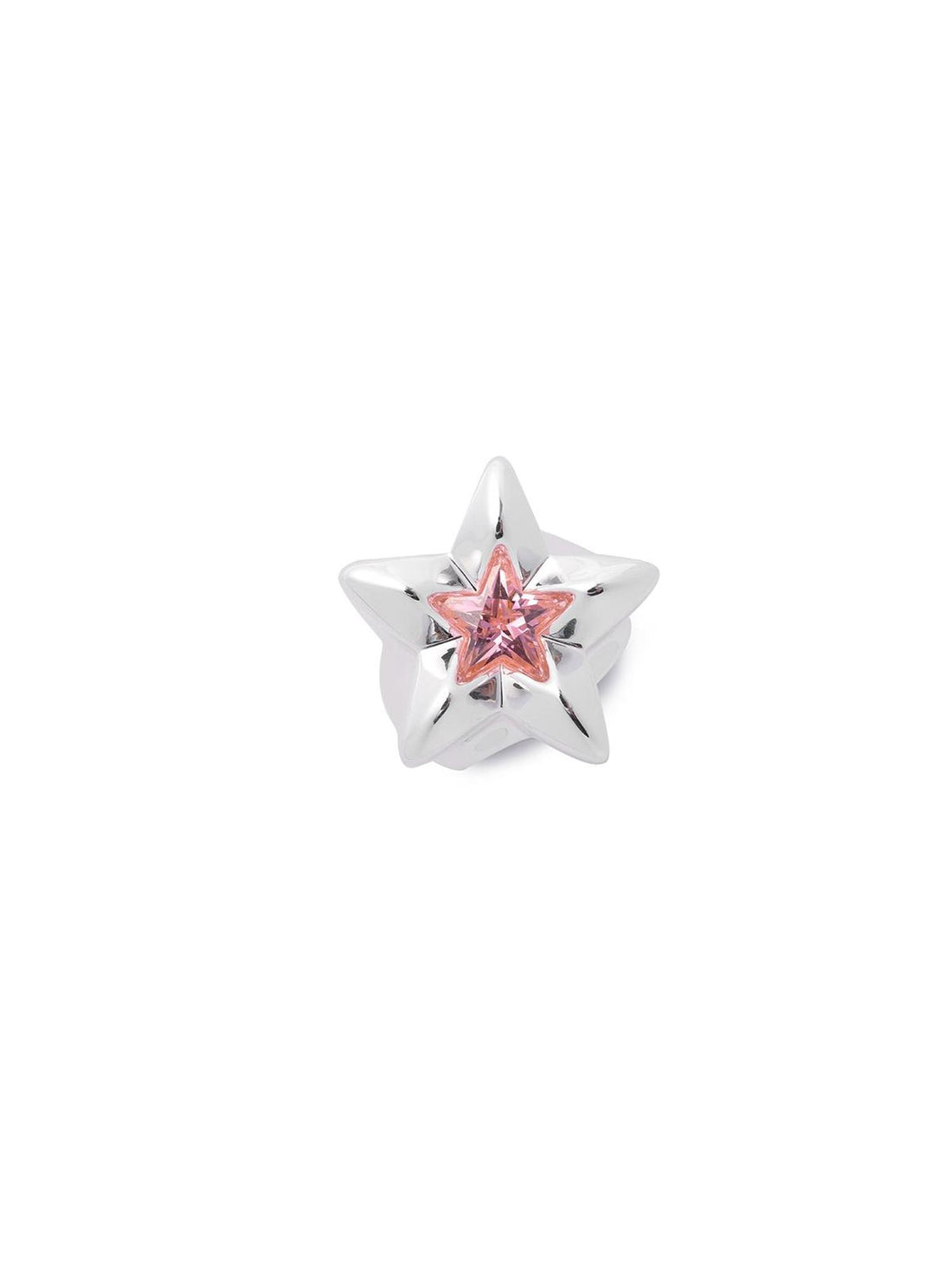 LYUOCHENG 18k White Gold Plated Pink Zirconia Star Ring