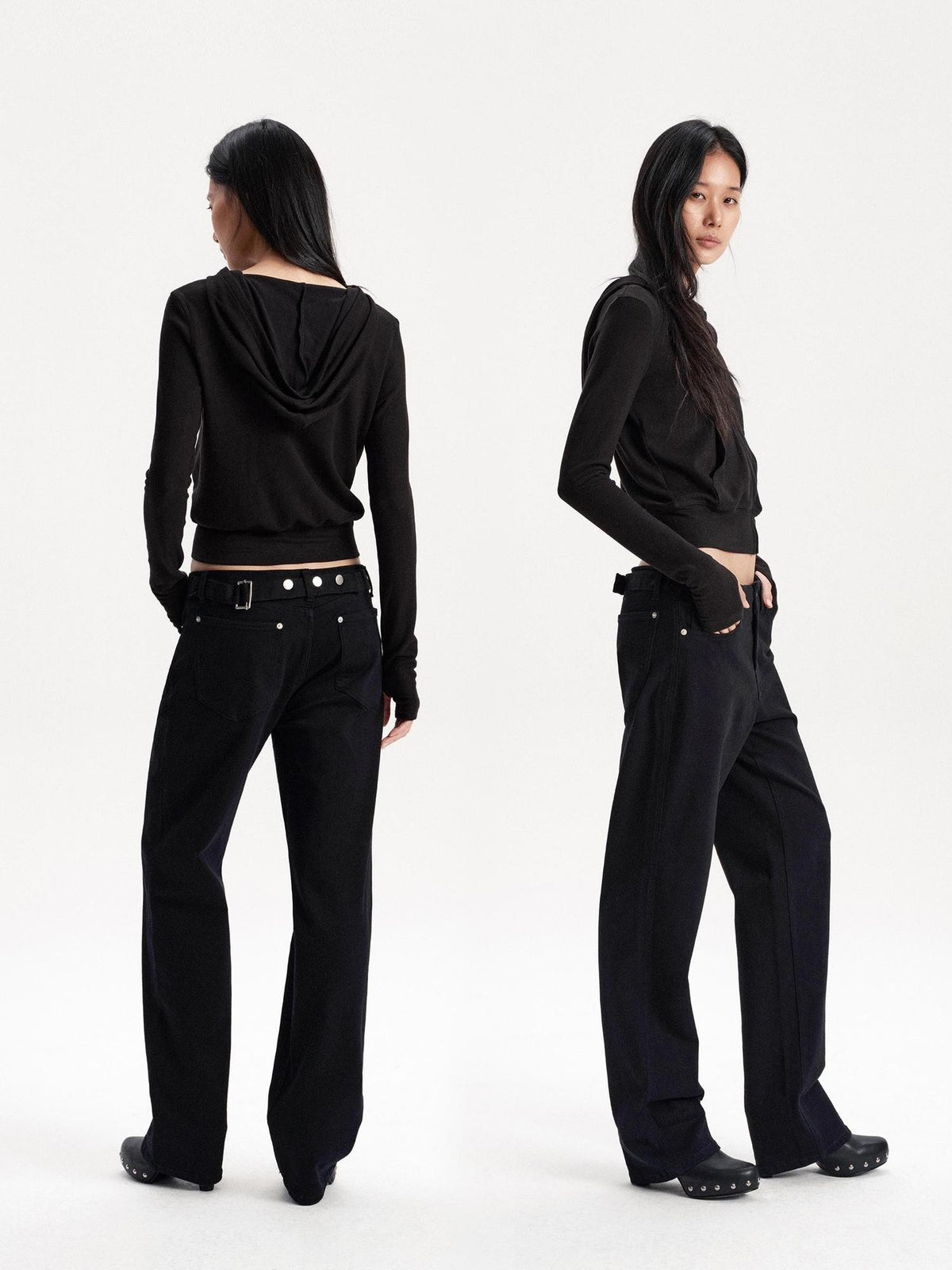 LYUOCHENG Adjustable Waist Solid Minimalist Stretch Cotton Women&
