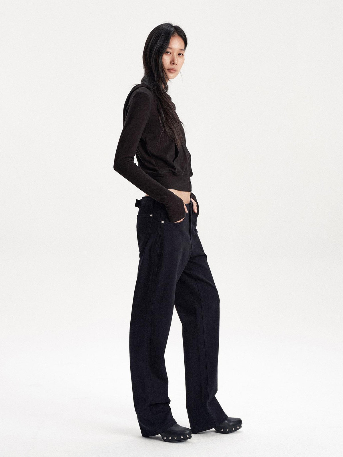 LYUOCHENG Adjustable Waist Solid Minimalist Stretch Cotton Women&