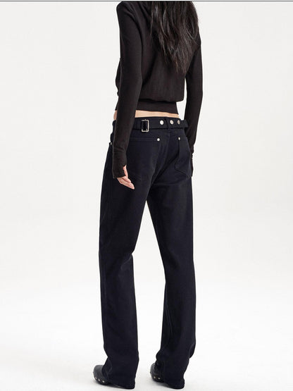 LYUOCHENG Adjustable Waist Solid Minimalist Stretch Cotton Women&