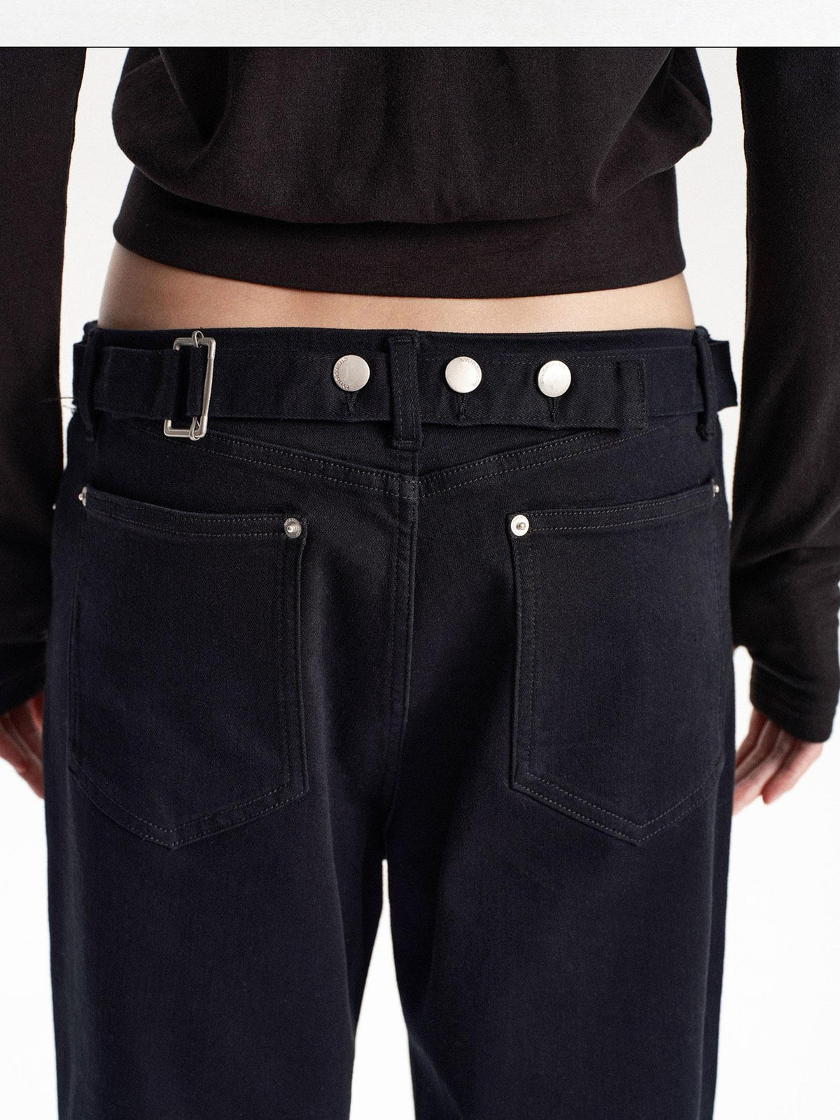 LYUOCHENG Adjustable Waist Solid Minimalist Stretch Cotton Women&