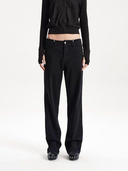 LYUOCHENG Adjustable Waist Solid Minimalist Stretch Cotton Women&