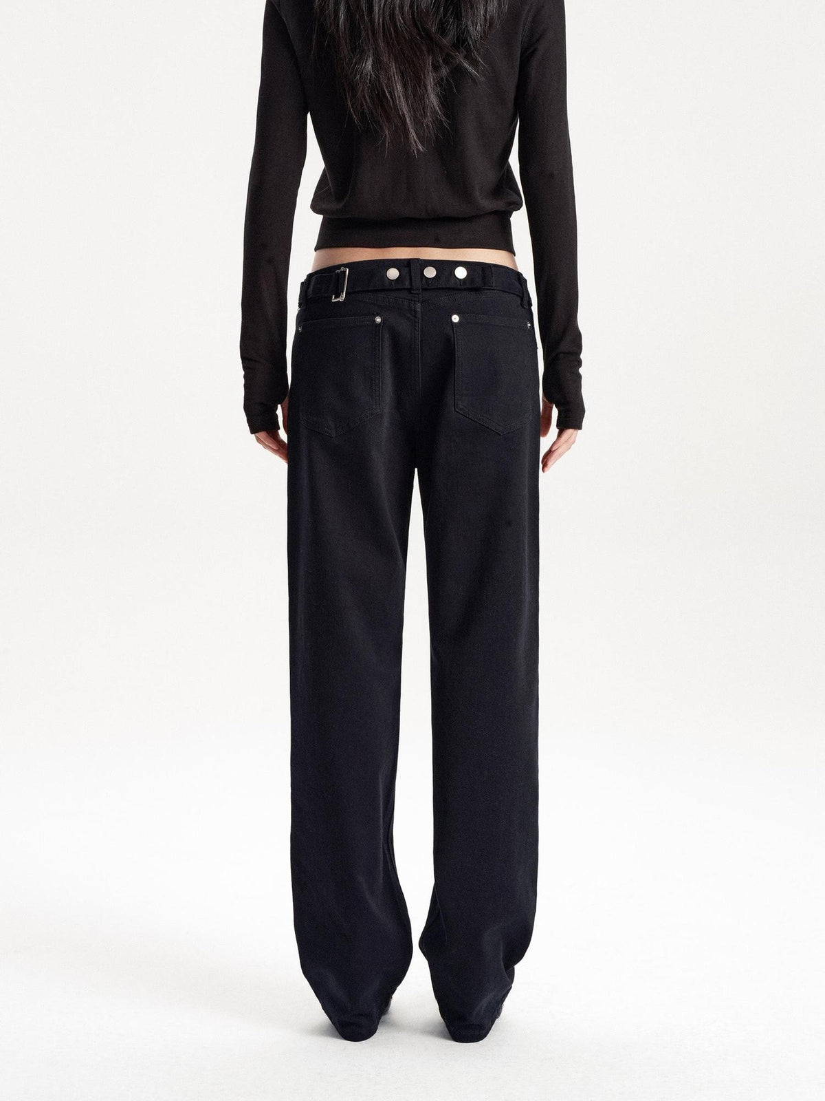 LYUOCHENG Adjustable Waist Solid Minimalist Stretch Cotton Women&