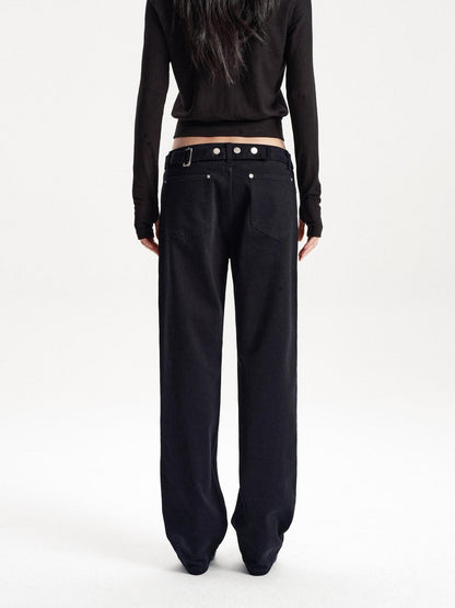 LYUOCHENG Adjustable Waist Solid Minimalist Stretch Cotton Women&