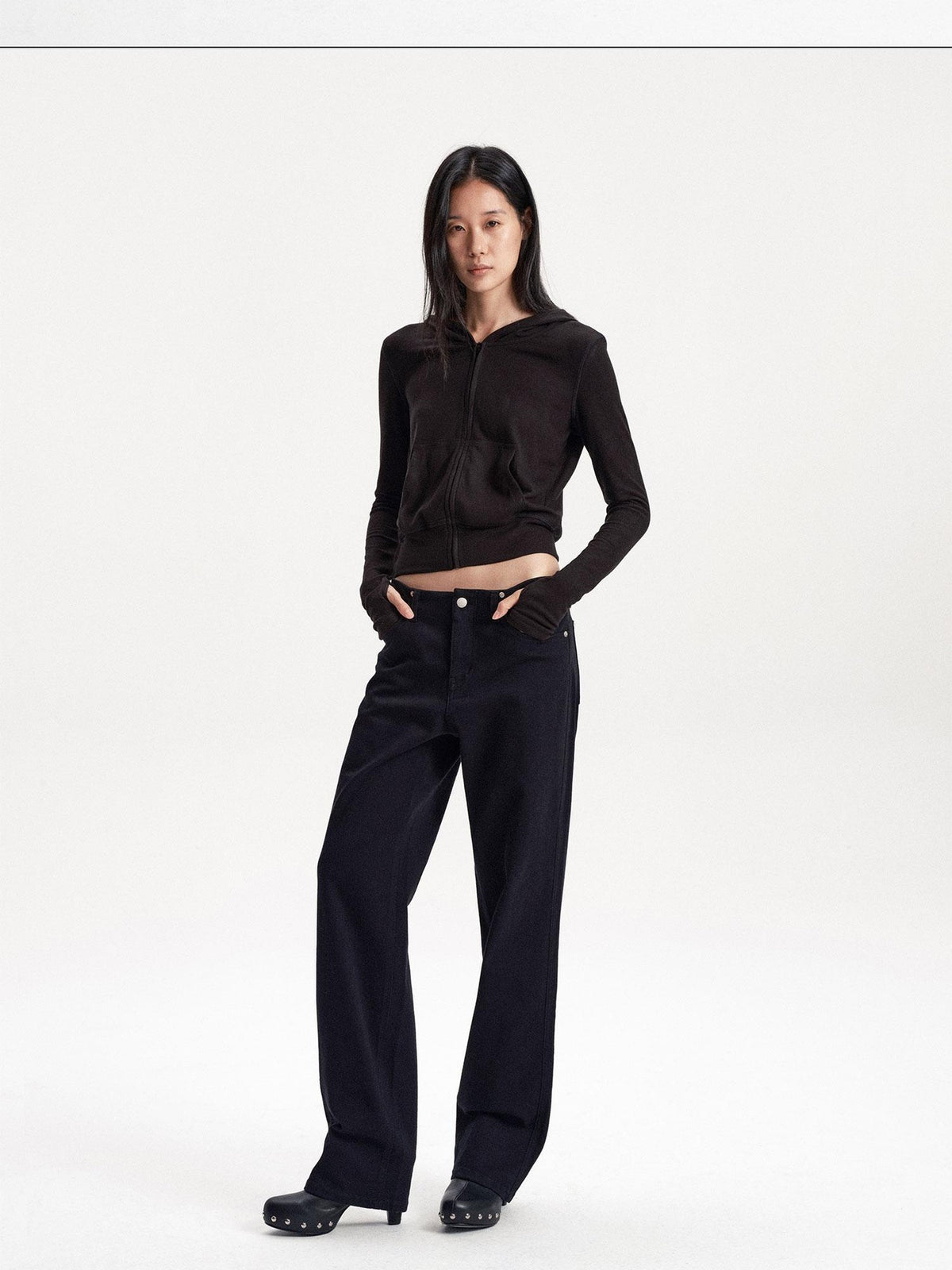 LYUOCHENG Adjustable Waist Solid Minimalist Stretch Cotton Women&