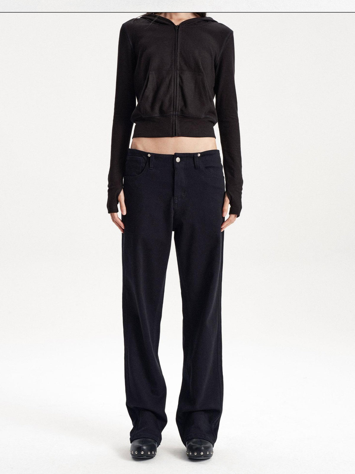 LYUOCHENG Adjustable Waist Solid Minimalist Stretch Cotton Women&