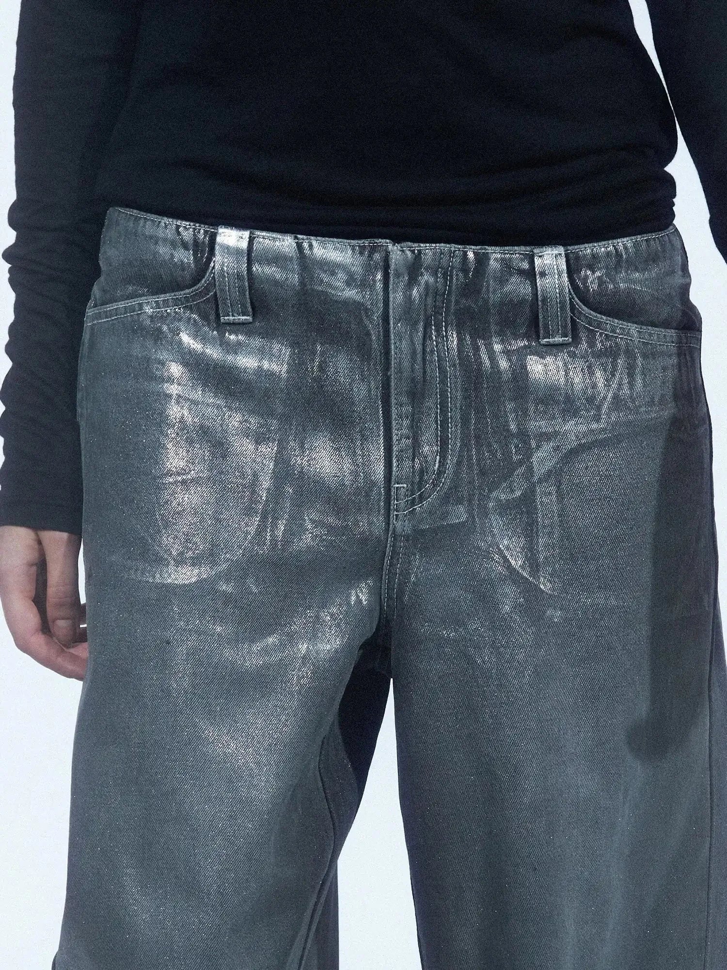 Aged Wash Silver Structural Low Rise Flared Jeans