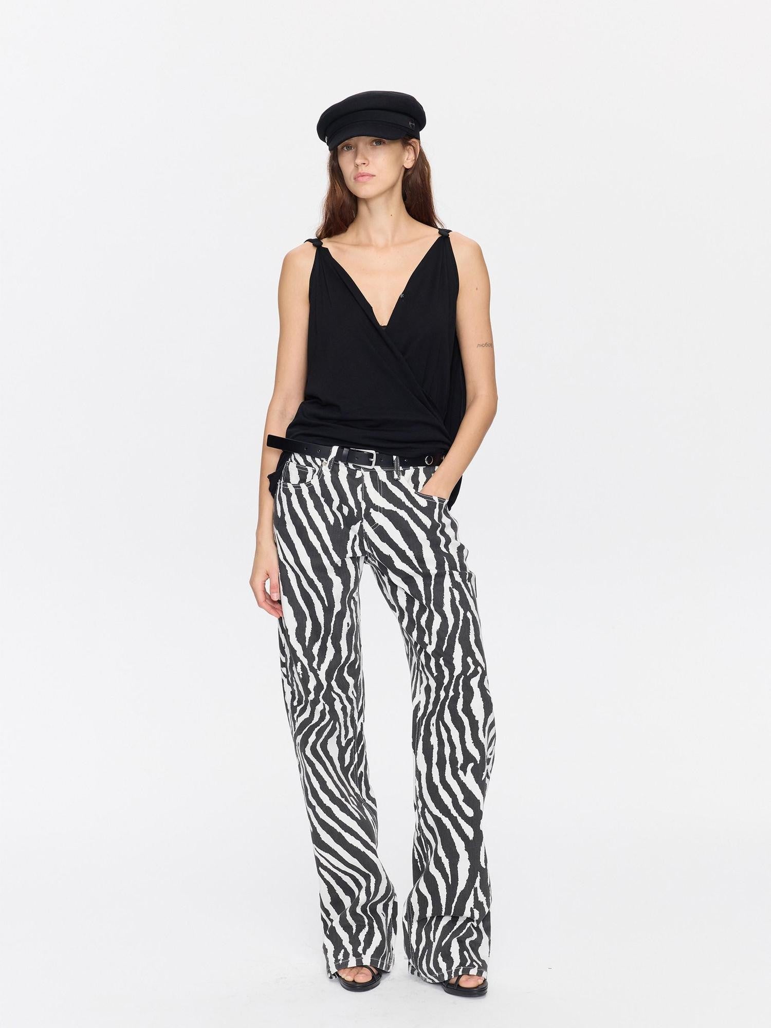 LYUOCHENG Animal Print Casual Mid Low Rise Women&